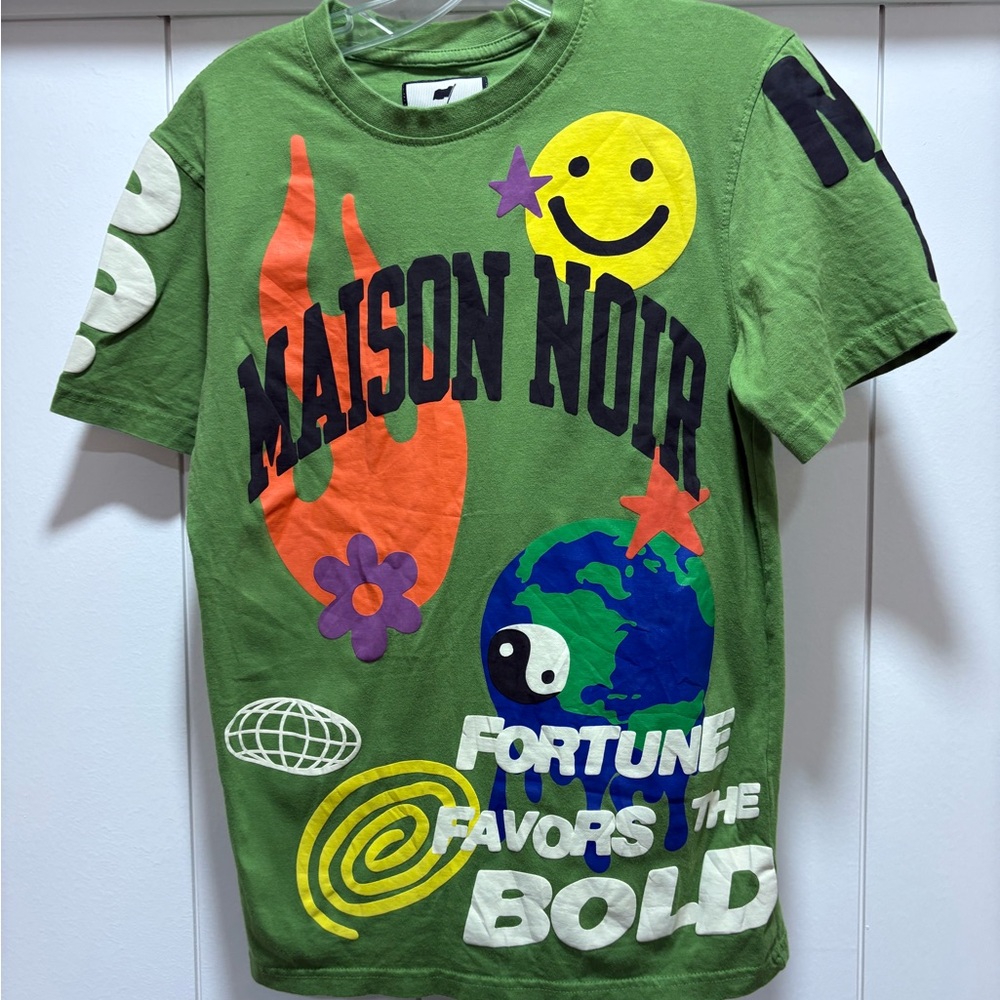 Maison Noir Graphic Fortune Flavors The Bold Green Tshirt Size Small
